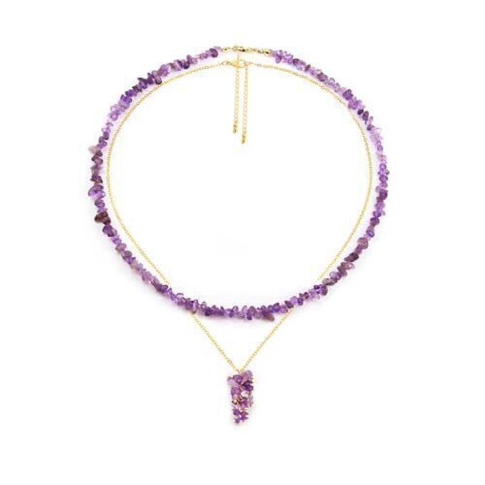 7077 Amethyst Necklace Beaded Necklaces Handmade Natural Stone Raw Crystal